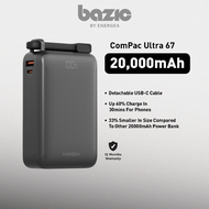 ENERGEA ComPac Ultra 67 20000mAh Power Bank With Build In USB-C Cable PD67W - Gunmetal