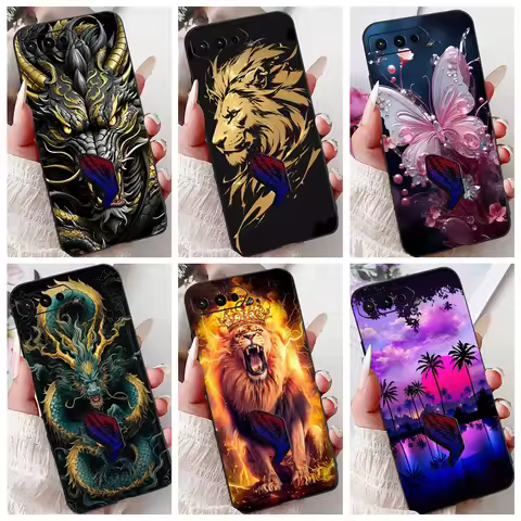 For ASUS ROG Phone 3 5 5s 6 ZS661KS ZS676KS Phone Case Dragon Lion Tiger Cool Painting Back Cover So