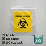 【BULK】Biohazard Zipper Bag (6" x 4" //  6" x 6" // 6" x 9"), 100's/pack