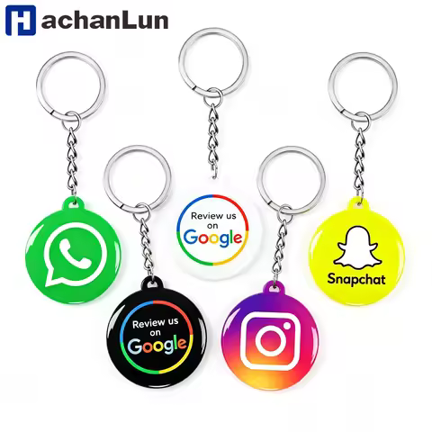 Universal NFC Epoxy Google Review Keychain Facebook Instagam for iPhone/Android Tap URL Writing Soci