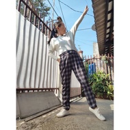 8509 Fit to XL - 5XL Checked Baggy Pants Long Pants Imported Women'sBIG Size Jumbo Checked Pants/
