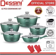 DESSINI &amp; MIGAS 12PCS COOKWARE SET HIGH-QUALITY AND NON-STICK COATED MADE IN ITALY GRANITE CERAMIC TYPE STAINLESS FRY POT &amp; PAN GAS RANGE AND HIGH-STANDARDS