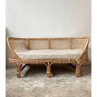 Rattan Long Sofa 3 Seater Sofa Lounge Chair Daybed Studio Hotel Photoshoot Living Room Kerusi panjan