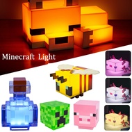 Game Minecraft 4 Color Torch Lamp Chargeable Model Toy Axolotl Creeper TNT Led Night Light Collectio