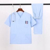 618[Top+Pants]Free Name Scrub Suit Clothes Medical Suits for Women Short Sleeve Full Set Nurse Set H