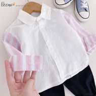 21B093 Boys' set of white shirt with Bemoo striped sleeves 9-27kg X04-163