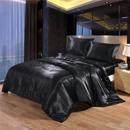 LazaraSale Rắn Màu Satin Faux Silk Bedding Set Duvet Cover Set Với Pillowcase