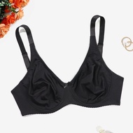 Softrhyme Women Plus Size Black Seamless Bra Double Layered Ice Silk Comfortable Wide Strap Lingerie