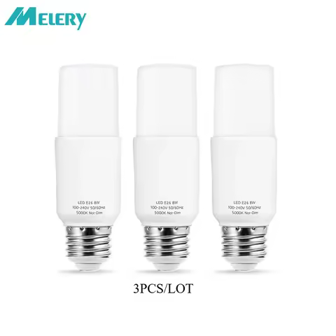 Melery E27 E26 Tubular LED Light Bulb Daylight White 8W Equivalent 60W 800 Lumens 360 Degree Lamp Ho