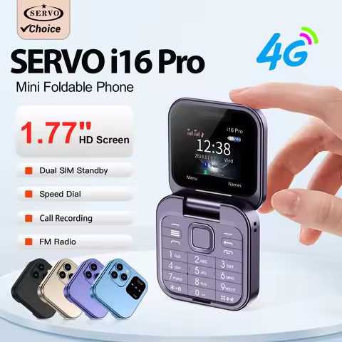 SERVO 4G LTE MIni Flip Mobile Phone Dual SIM Card 1.77" HD Display Speed Dial Video Player Blacklist