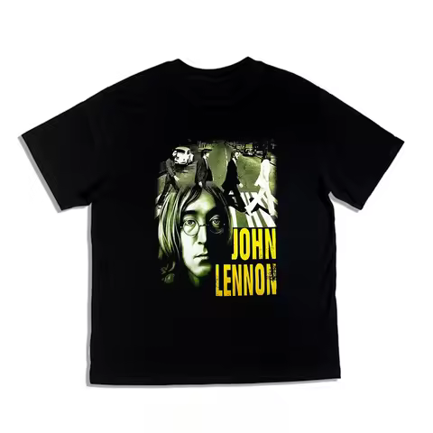 John Lennon Abbey Road Portrait Graphic T-Shirt Cotton Men Women Streetwear Tee