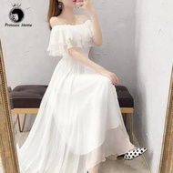 baju nikah perempuan pengantin gaun putih perangai Super fairy one-shoulder white chiffon dress wome