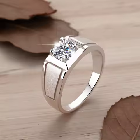 Crown Frosted Minimalist Ring Men's 2CT Moissanite PT950 Platinum - Men's crown frosted ring,2CT bri