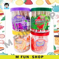 Deer DaDa 30 Pieces Jammy Chewy Candy Grapes Watermelon/s Orange/s Strawberry Satay Stick Gummy/s (±