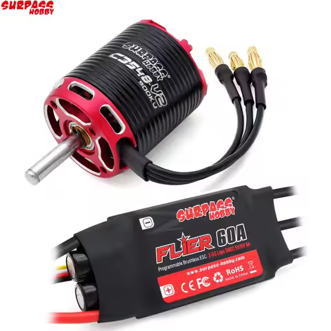 SURPASS HOBBY C3548 C3530 C3536 C3542 V2 Brushless Motor 2-5S with 40A 50A 60A ESC For RC Plane Mode