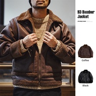 Modern Tooling American Retro B3 Bomber Leather Jacket Fur One-Piece Fleece Lining Motorcycle Suede 