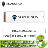 巨蟒 ANACOMDA i3 256GB/M.2 PCIe Gen3/讀:3000MB/寫:1000MB/TLC/5年免費維修到府收送(含散熱片)