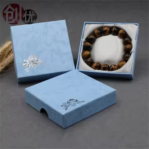 Square Jewelry Packaging Case Flower Print Bracelet Display Box 9*9*3cm Necklace Cardboard Gift Box 