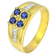 Parichat Jewelry แหวนทองคำแท้ 18K หรือทอง90 ประดับพลอยแซฟไฟร์แท้สีน้ำเงิน น้ำหนัก 0.42 กะรัต และเพชรเบลเยี่ยม ดีไซน์สวยงาม ไซส์ 9
