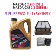 MAZDA 6 2.2 (D), CX5 2.2 (D)  OIL FILTER + AIR FILTER + FUELUBE 5W30 FULLY SYNTHETIC  ENGINE OIL CX-