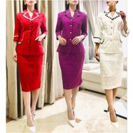MERAH Women's office blazer suit. Red women's blazer Set. Women's Blazer skirt set. Yanyifang Blazer