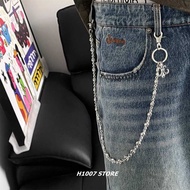 Cross Flower Chain Hip Hop Style Men's Pants Chain Women Niche Design Waist Chain Hip Hop Jeans Over
