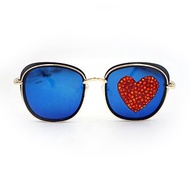 【邱比特系列】防UV藍色鍍膜太陽眼鏡綴紅色心形施華洛水晶裝飾