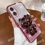 Luxury Casing for OPPO Reno 8t 4G OPPO A78 5G oppo reno 8t 5g Case with Lovely Cute 3D Plating Kitty Cat Holder Stand Mirror Case for Girls Bling Glitter Cover