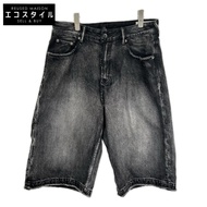 EVISU 2EAHTM5DS7007FFDN กางเกงยีนส์ขาสั้น แฟชั่นฟิต พิมพ์ลาย Daicock สีดำ (สินค้ามือสอง)