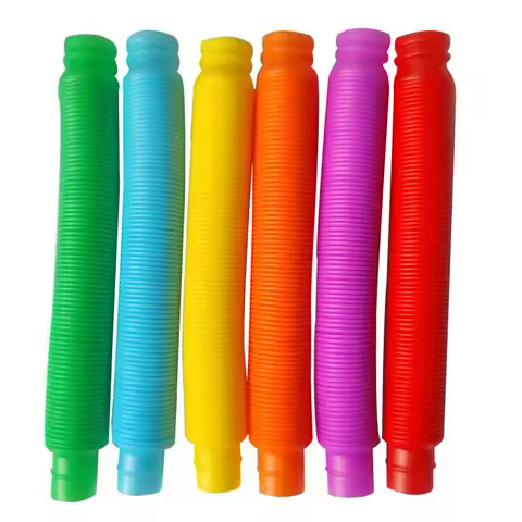 8Pcs Flexible Plastic Color Telescopic Tube Pop Tube Stretch Tube Bellows Children Adult Decompressi