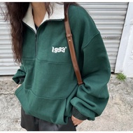 1993 studio Retro Half Zipper University Kick Lapel T Korea Daigou 1993studio