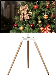 Fydeamer Universal Tripod Easel TV Stand for 32-65 inch LED LCD Screen Flat Curved Screen, Height Adjustable Studio TV Display Stand with 140° Swivel for Bedroom, Living Room, Corner TV Stand (White)