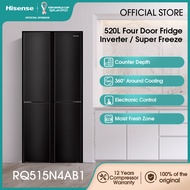 [FREE Installation] Hisense 4 Door Inverter Refrigerator 四门冰箱 (520L) Black - RQ515N4AB1