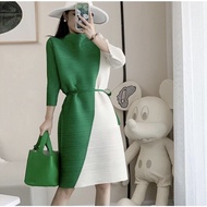 Pleated top green white