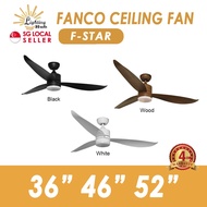 [Installation Available] Fanco F-star DC Motor ceiling fan tri-tone LED light / 6 speed / reversible /with remote