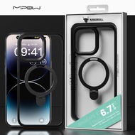 Ốp Lưng Trong Suốt Sạc Từ Tính MIPOW STAND 2 IN 1 TRANSPARENT Cho iPhone 15 ProMax