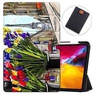 Case For iPad Pro 11 Case 2021 3rd Generation with Pencil Holder, Support 2nd Gen Apple Pencil Charging, Lightweight Slim Leather &amp; Soft TPU Back Stand Smart Cover with Auto Sleep/Wake for iPad Pro 11 Inch Case,Cityscape Painting