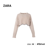 Zara-เสื้อสเวตเตอร์ไหมพรมดิ้นเงินแขนยาว-สีครีม W001-389