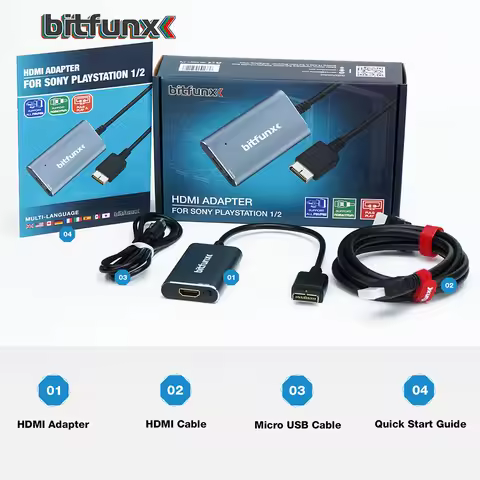 BitFunx HDMI-compatible Converter Adapter With RGB to YPbPr Switch For PlayStation 1/2 PS1/PS2 Game 