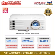ViewSonic PX748-4K 4000 ANSI Lumens 4K Home Projector - 3840 x 2160