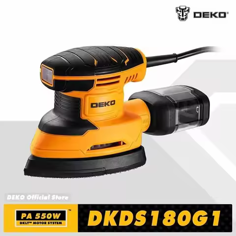 DEKO 220V Power Electric Mouse Sander Tool 13000rpm with 3 Sanding Pad 12 Sandpaper Dust Collection 