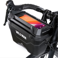 WILD MAN XT8 MTB Bicycle Handlebar Bags Touch Screen Front Frame Bag