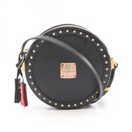 【二手】 MCM Visetos Circle 黑色 PVC 塗層帆布皮革單肩包