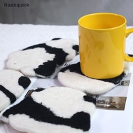flashquick Handmade Felted Wool Panda Coasters For Desk And Table – Cute Pandas Cup Mat Panda Coaster For Hot And Cold Beverage Nice