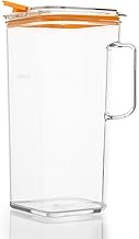 Komax Tritan Plastic Water Pitcher with Lid – BPA-Free, Square Water & Iced Tea Pitcher w/Orange Lid