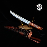 มีดเดินป่าระดับไฮเอนด์ เหล็กM390 ความแข็ง 62 HRC ด้ามจับ ไม้พะยูง คอเหล็ก ซองหนัง