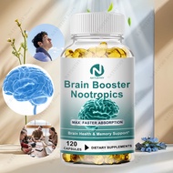 Brain Booster Supplement Capsule For Student Adult, Memory, Calm Mood, Concentration, Remove Fog