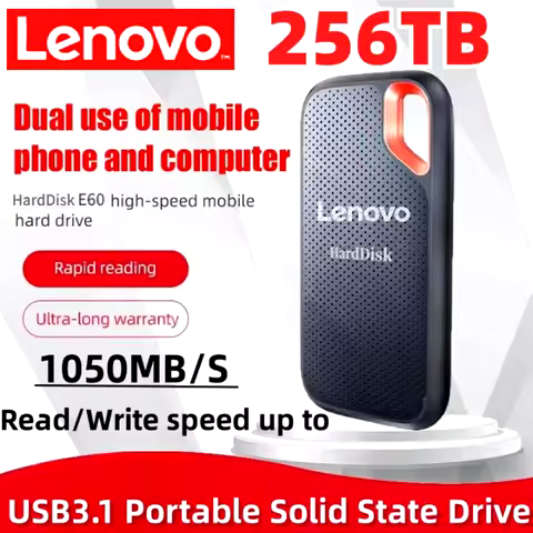 Lenovo Hard Disk Mobile SSD E60 2TB 6TB 8TB 256TB USB 3.1 HD External Hard for Laptop PS5 Mobile Har