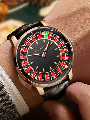 PINDU Players Gambling Series Men's Mechanical Watch European Roulette Poker Game Dial Automatic Mov