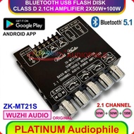 Bluetooth 5.1 Amplifier Class D Hifi Stereo Amplifier 2.1 CH 2x 50W + 100W Original ZK-MT21S
